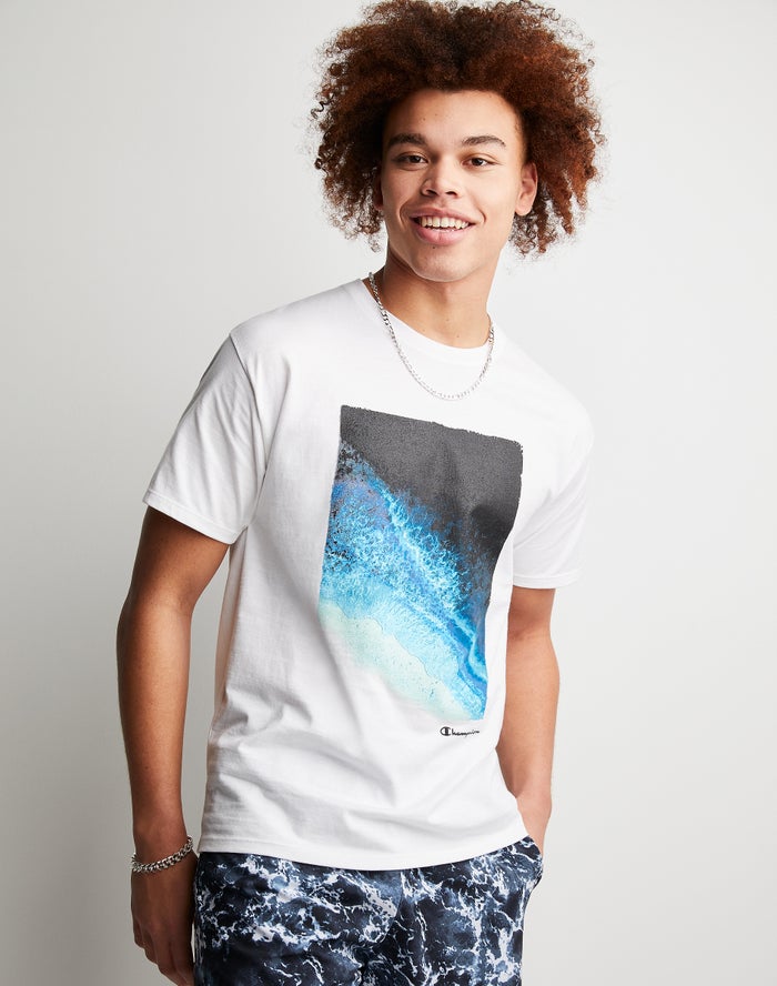 Champion T-Shirt Heren - Wit - Classic Graphic Shoreline ( 193567-XDF )